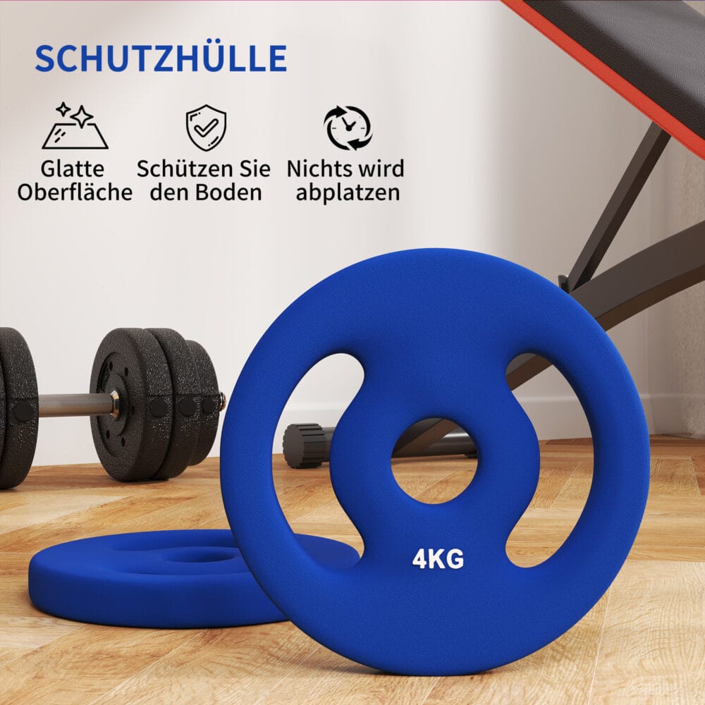 Blaues 2er-Set Hantelgewichte (2x4kg), Ø30mm.