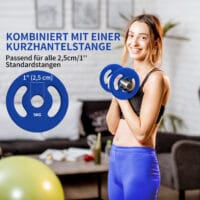 Blaues 2er-Set Hantelgewichte (2x5kg), Ø30mm.