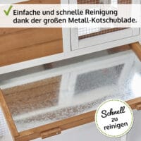 Stabiler Holzhasenstall mit Freigehege für gesunde Bewegung der Tiere.