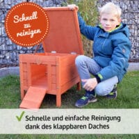 Hasenstall Nido, Kleintierhaus aus Holz mit Rampe und schützendem Dach.