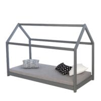 Hausbett Kinderbett 90x200cm aus Holz Grau