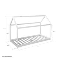 Hausbett Kinderbett 90x200cm aus Holz Grau