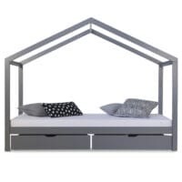 Hausbett Kinderbett 90x200cm aus Holz Grau