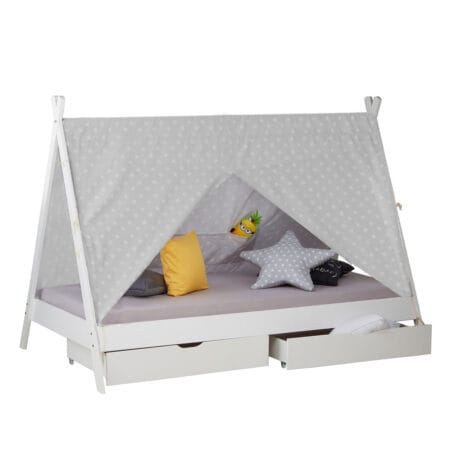 Hausbett Kinderbett 90x200cm aus Holz Weiss