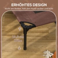 Kaffeefarbenes Haustierbett mit Baldachin, 122x92x108cm.