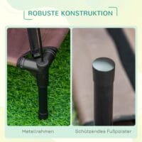 Kaffeefarbenes Outdoor-Haustierbett mit Baldachin.