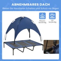 Dunkelblaues Haustierbett mit UV-Schutz für mittelgroße Hunde.