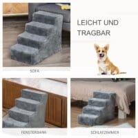 Haustiertreppe 4-stufig Beige 60 x 35 x 44 cm