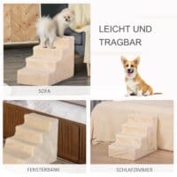 Haustiertreppe 4-stufig Beige 60 x 35 x 44 cm