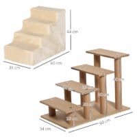 Haustiertreppe 4-stufig Beige 60 x 35 x 44 cm