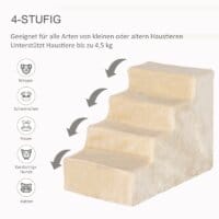 Haustiertreppe 4-stufig Beige 60 x 35 x 44 cm