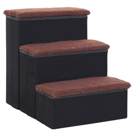 Schwarze faltbare Haustiertreppe, Masse 40x54x48cm, hilft älteren oder kleinen Haustieren beim Erreichen höherer Plätze.