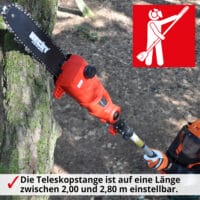 HECHT Elektro Hochentaster mit einer Reichweite von bis zu 280cm.