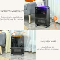 Eine 2-in-1 Heizlüfter und Ventilatorheizung mit 2000W Leistung, Timer und Fernbedienung.