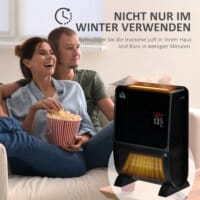 Eine 2-in-1 Heizlüfter und Ventilatorheizung mit 2000W Leistung, Timer und Fernbedienung.