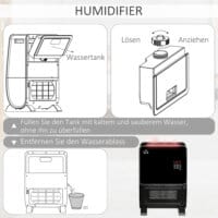 Eine 2-in-1 Heizlüfter und Ventilatorheizung mit 2000W Leistung, Timer und Fernbedienung.