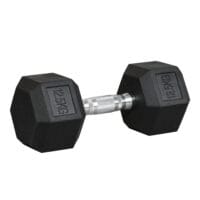Schwarze Hexagon Kurzhantel 125kg aus Gusseisen mit Gummiüberzug, rutschfest und bodenschonend für Krafttraining.
