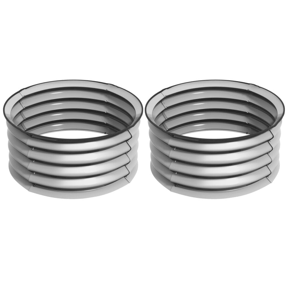 Hochbeet im 2er-Set aus Metall mit offenem Boden, 60x60x30 cm, Silber.