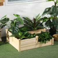 Hochbeet 3-stufig aus Tannenholz, ideal für Garten & Balkon, Naturfarbe.