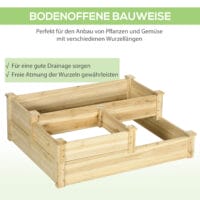 Hochbeet 3-stufig aus Tannenholz, ideal für Garten & Balkon, Naturfarbe.