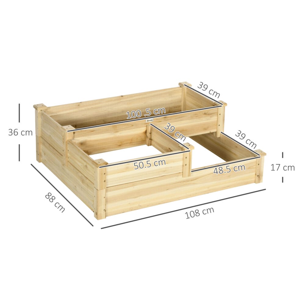 Hochbeet 3-stufig aus Tannenholz, ideal für Garten & Balkon, Naturfarbe.