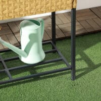 Hochbeet 70x30x72 cm mit Ablage aus Poly-Rattan, ideal für Garten, Farbe Sandfarben.