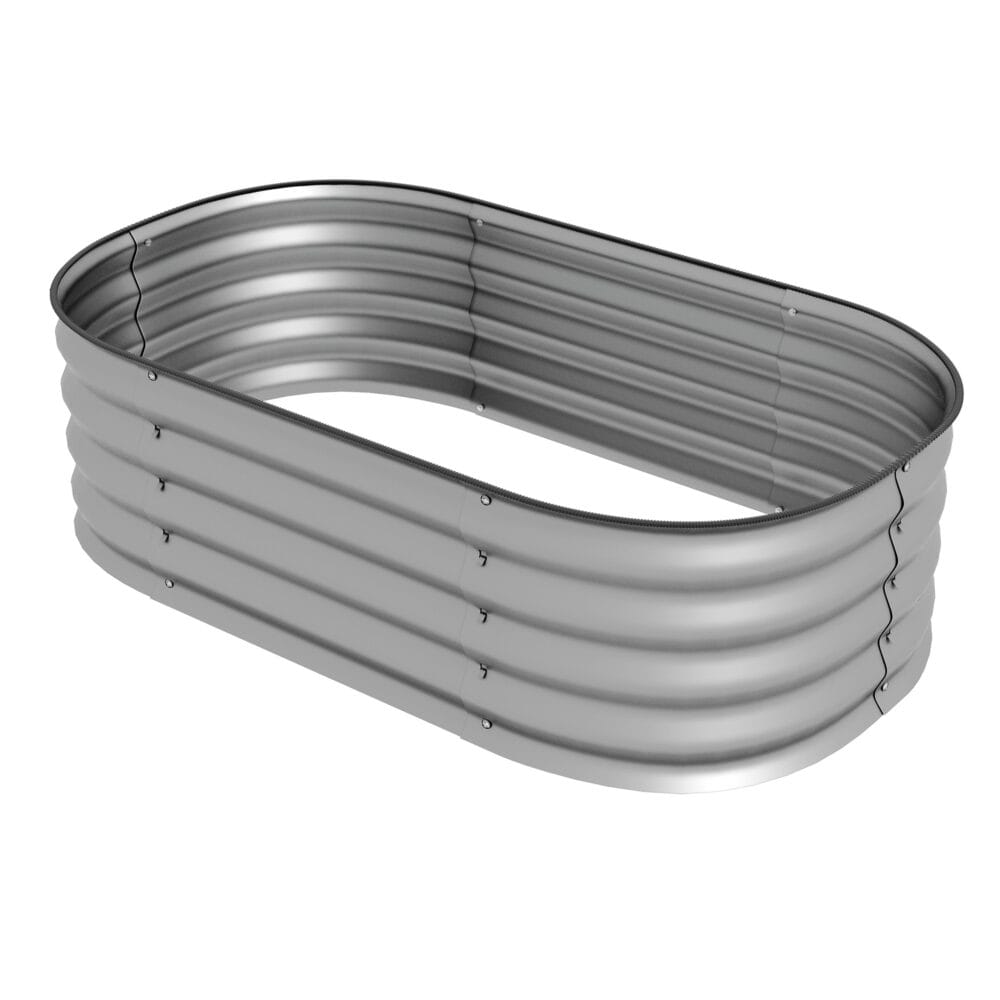 Hochbeet aus Metall mit offenem Boden, 105x62x30 cm, Farbe Silber.