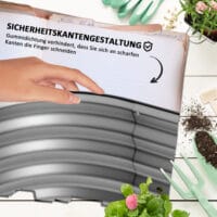 Hochbeet aus Metall mit offenem Boden, 105x62x30 cm, Farbe Silber.
