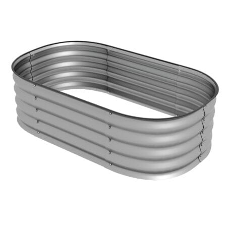 Hochbeet aus Metall mit offenem Boden, 105x62x30 cm, Farbe Silber.