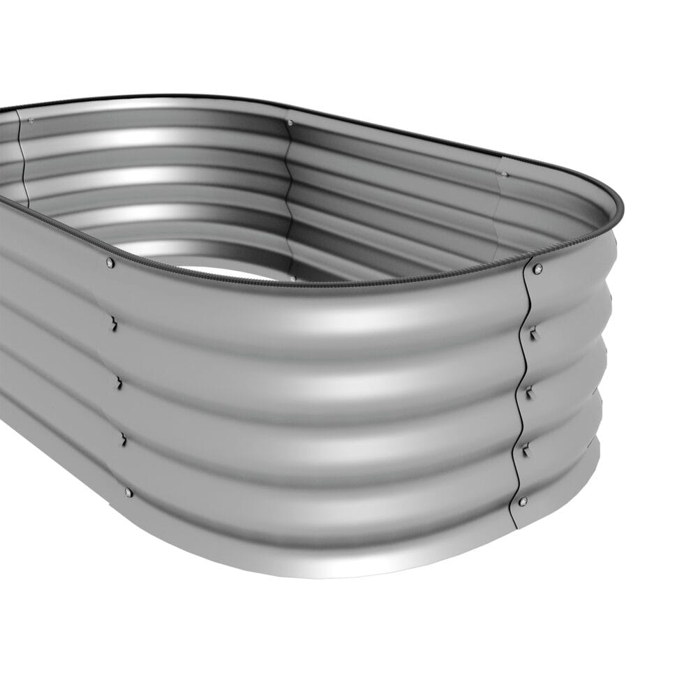 Hochbeet aus Metall mit offenem Boden, 105x62x30 cm, Farbe Silber.