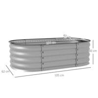 Hochbeet aus Metall mit offenem Boden, 105x62x30 cm, Farbe Silber.