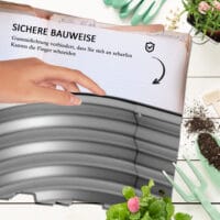 Hochbeet aus Metall mit offenem Boden, 150x62x30 cm, Farbe Silber.