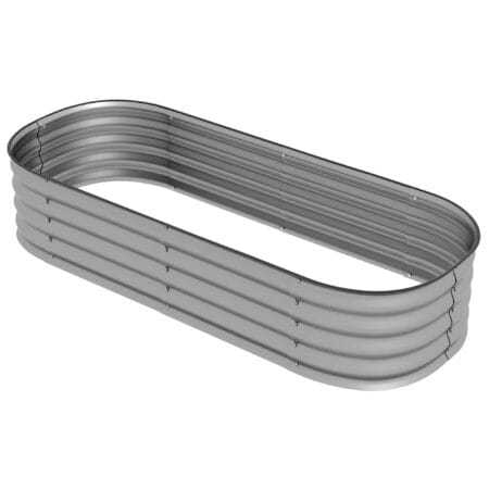 Hochbeet aus Metall mit offenem Boden, 150x62x30 cm, Farbe Silber.