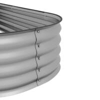 Hochbeet aus Metall mit offenem Boden, 150x62x30 cm, Farbe Silber.