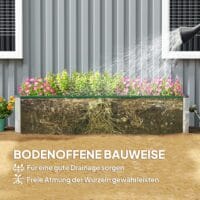 Hochbeet aus Stahl 183x47x40 cm mit Gartenhandschuhen, Farbe Grün.