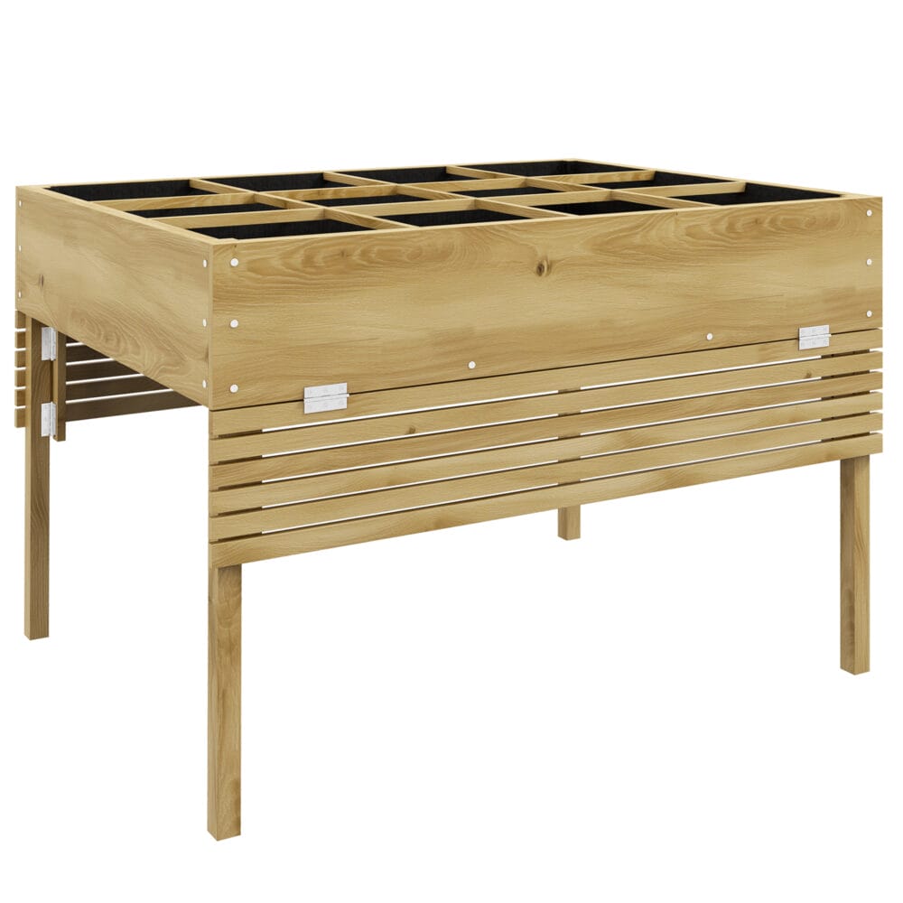 Hochbeet klappbar, 122x91.5x89 cm, aus Naturholz für Garten oder Terrasse.