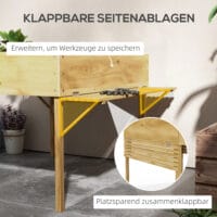 Hochbeet klappbar, 122x91.5x89 cm, aus Naturholz für Garten oder Terrasse.