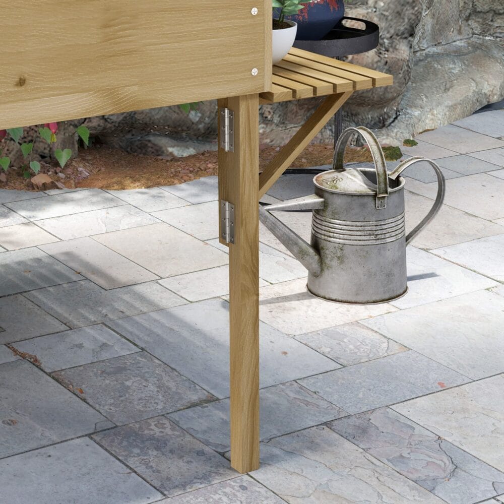 Hochbeet klappbar, 122x91.5x89 cm, aus Naturholz für Garten oder Terrasse.
