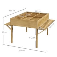 Hochbeet klappbar, 122x91.5x89 cm, aus Naturholz für Garten oder Terrasse.