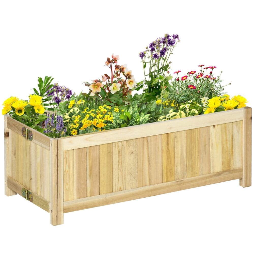 Hochbeet klappbar für Garten und Terrasse, aus Holz, Naturfarbe.