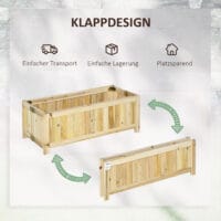 Hochbeet klappbar für Garten und Terrasse, aus Holz, Naturfarbe.
