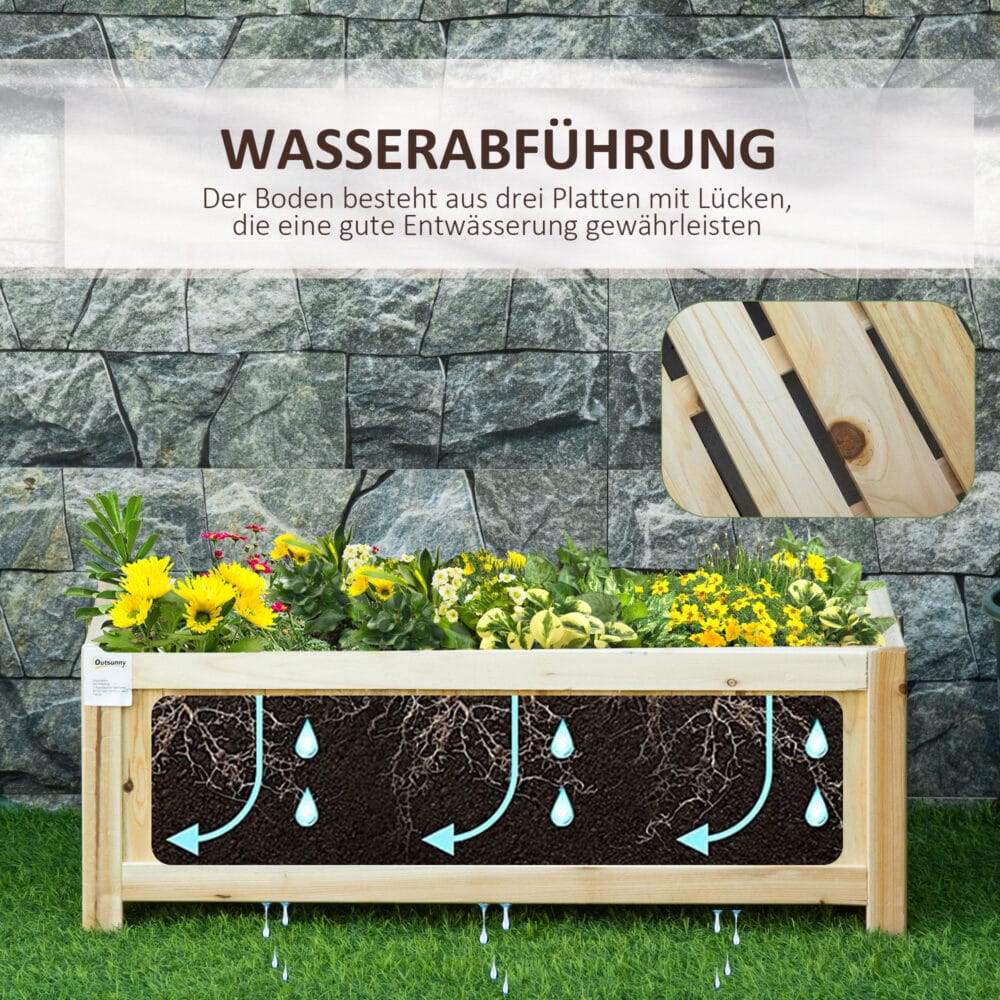 Hochbeet klappbar für Garten und Terrasse, aus Holz, Naturfarbe.