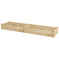 Hochbeet mit 2 Fächern, aus Holz, 237x60x25 cm, Farbe Natur.