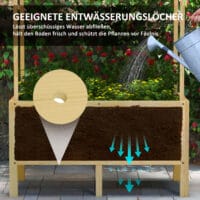 Hochbeet mit Deckel aus Holz für Terrasse oder Garten, 110x60x152 cm, Natur.
