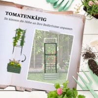 Hochbeet mit Rankhilfe, Blumenkasten aus verzinktem Stahl, Farbe Grün.