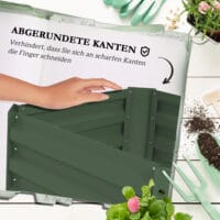 Hochbeet mit Rankhilfe, Blumenkasten aus verzinktem Stahl, Farbe Grün.