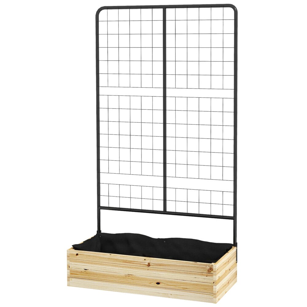 Hochbeet mit Rankhilfe für Garten & Balkon, 80x38x145 cm, Naturholz.