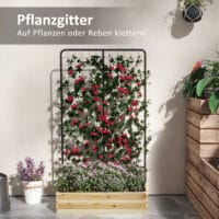 Hochbeet mit Rankhilfe für Garten & Balkon, 80x38x145 cm, Naturholz.