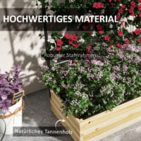 Hochbeet mit Rankhilfe für Garten & Balkon, 80x38x145 cm, Naturholz.
