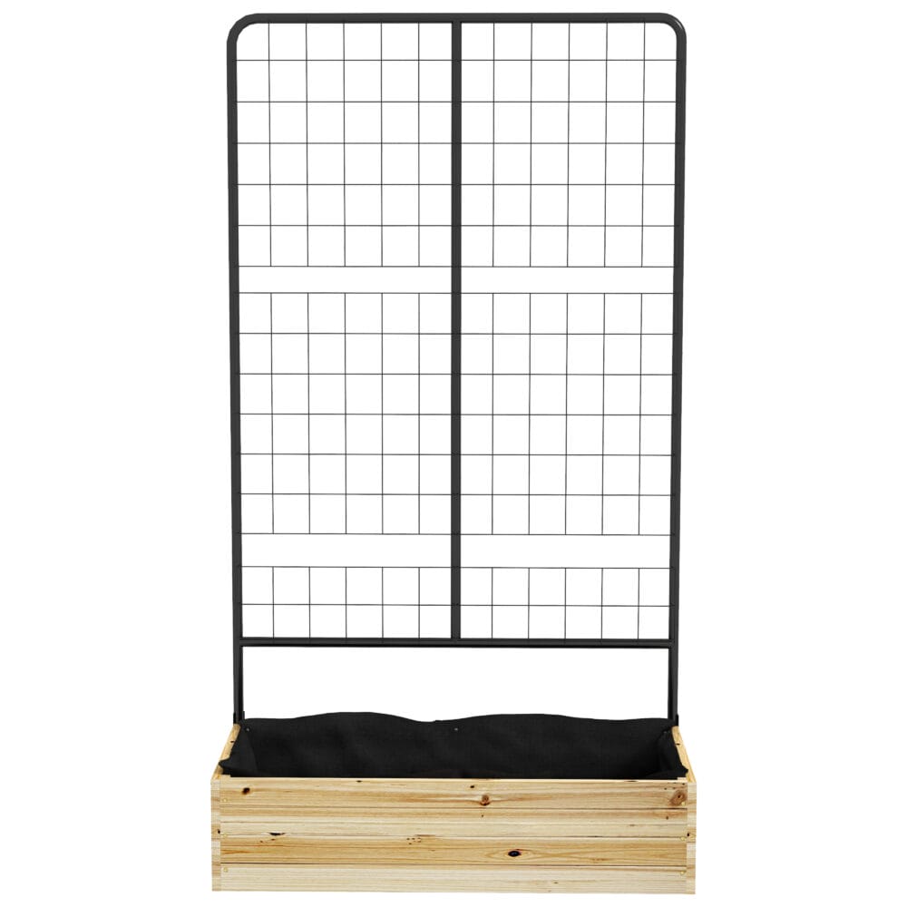Hochbeet mit Rankhilfe für Garten & Balkon, 80x38x145 cm, Naturholz.